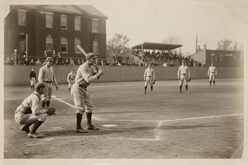 Vintage photograph of early collegiate baseball game from the 1900s